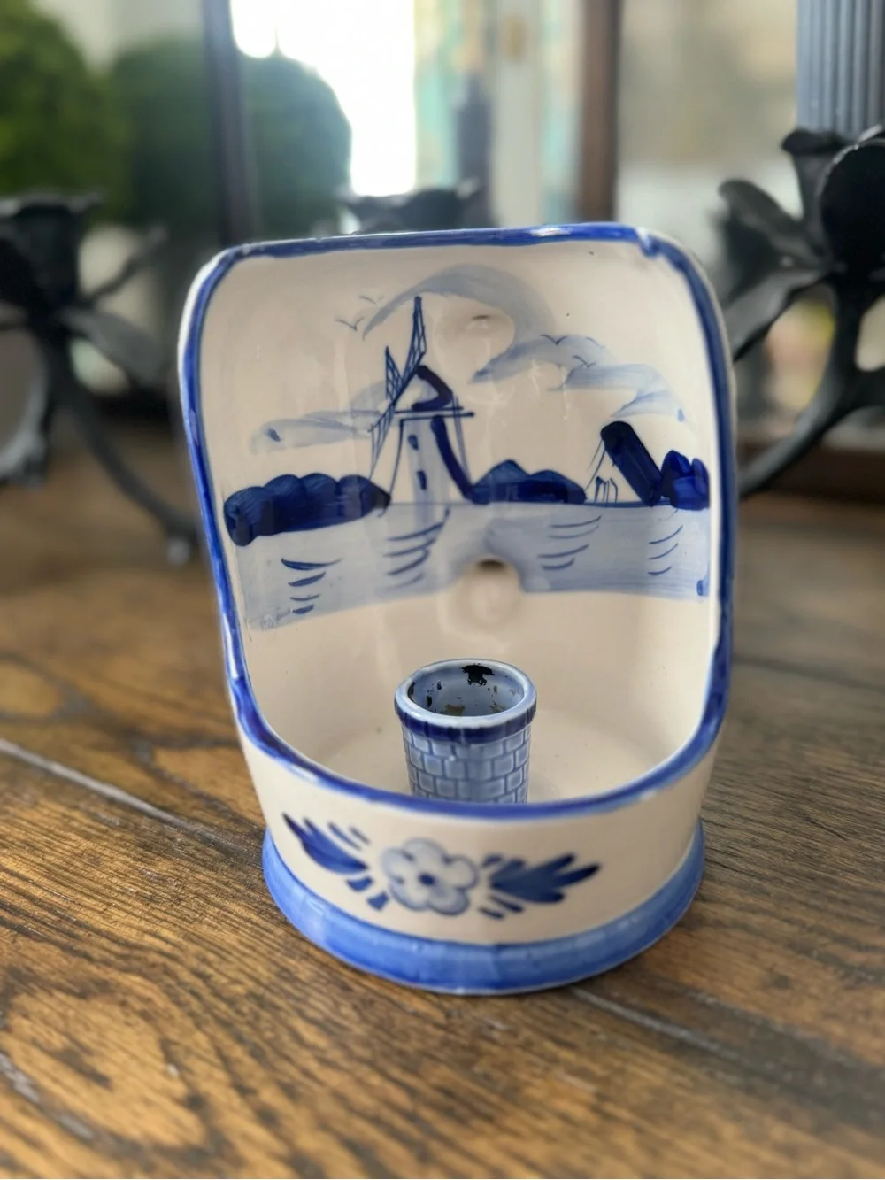 Vintage Delfts Blue Hand Painted Candle Holder 5